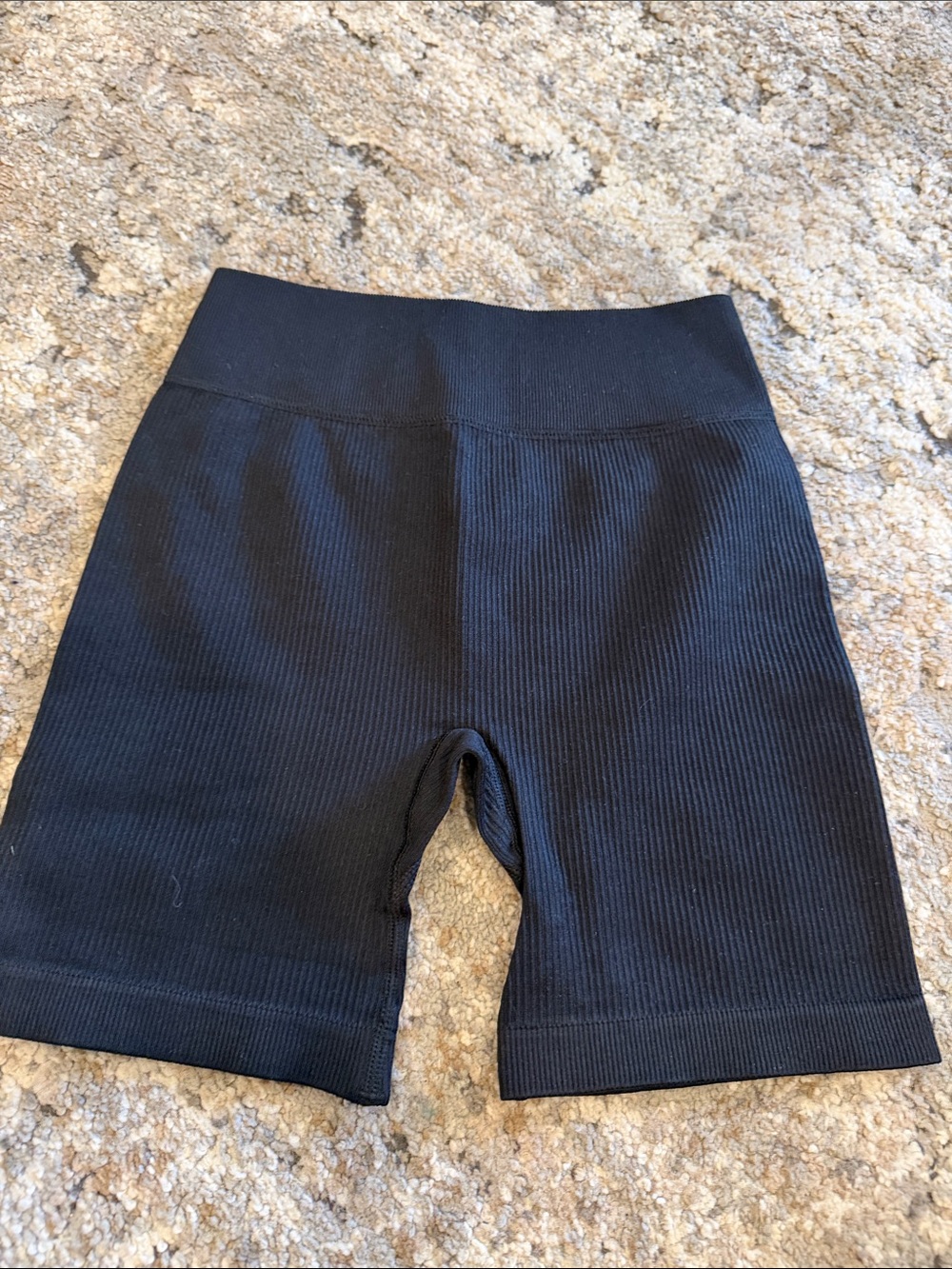 Black Ribbed High-Waist Shorts